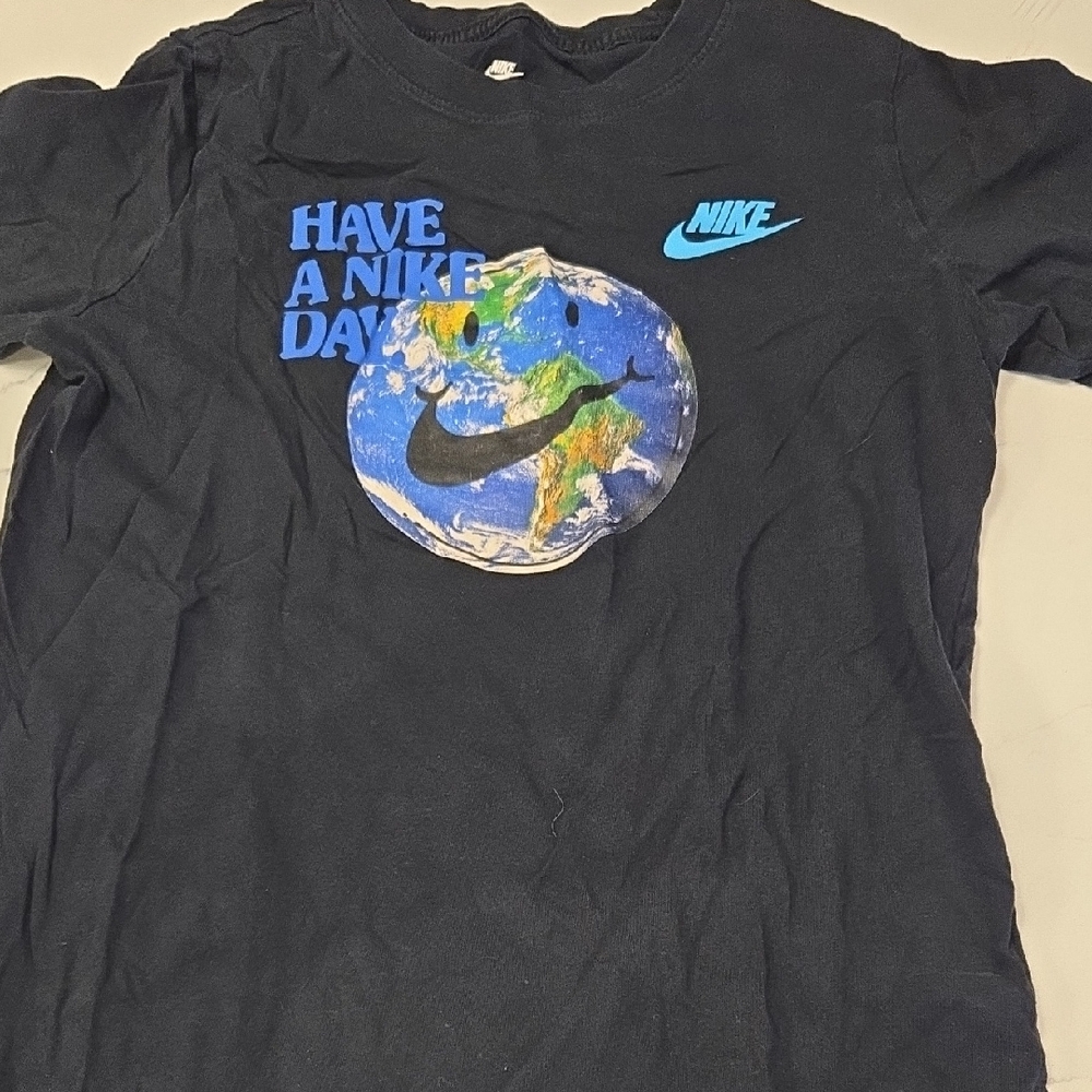 Nike Kids Black Tee with Earth Graphic